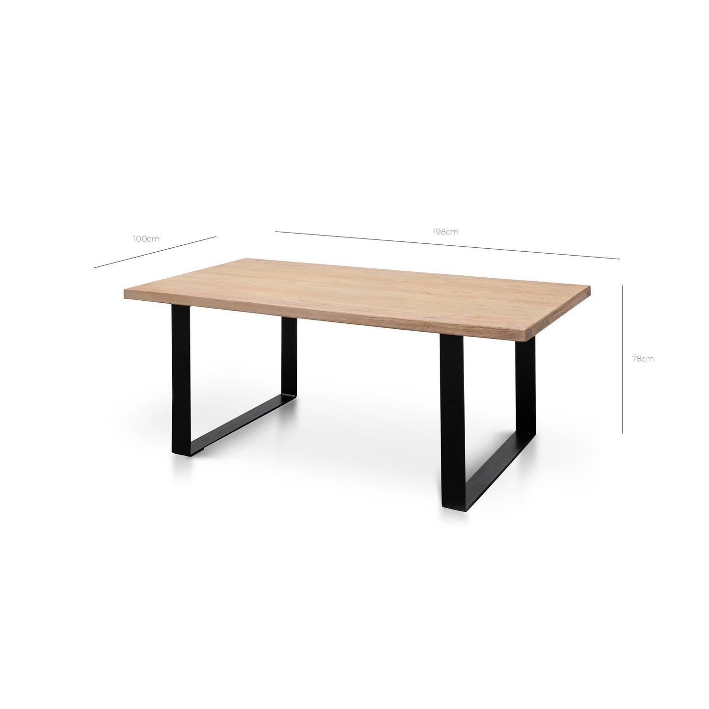 Dalton Reclaimed Wood 1.98m Dining Table - Rustic Natural