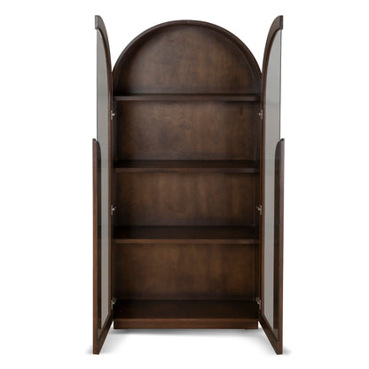 Boran 2m (H) Glass Cabinet - Walnut