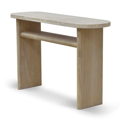 Agosti Travertine Marble 1.22m Console Table - White Wash