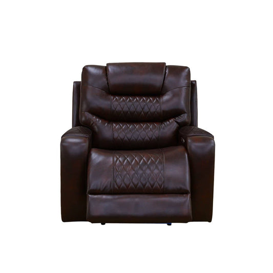 Dark Brown Breathing Leather Recliner Chair