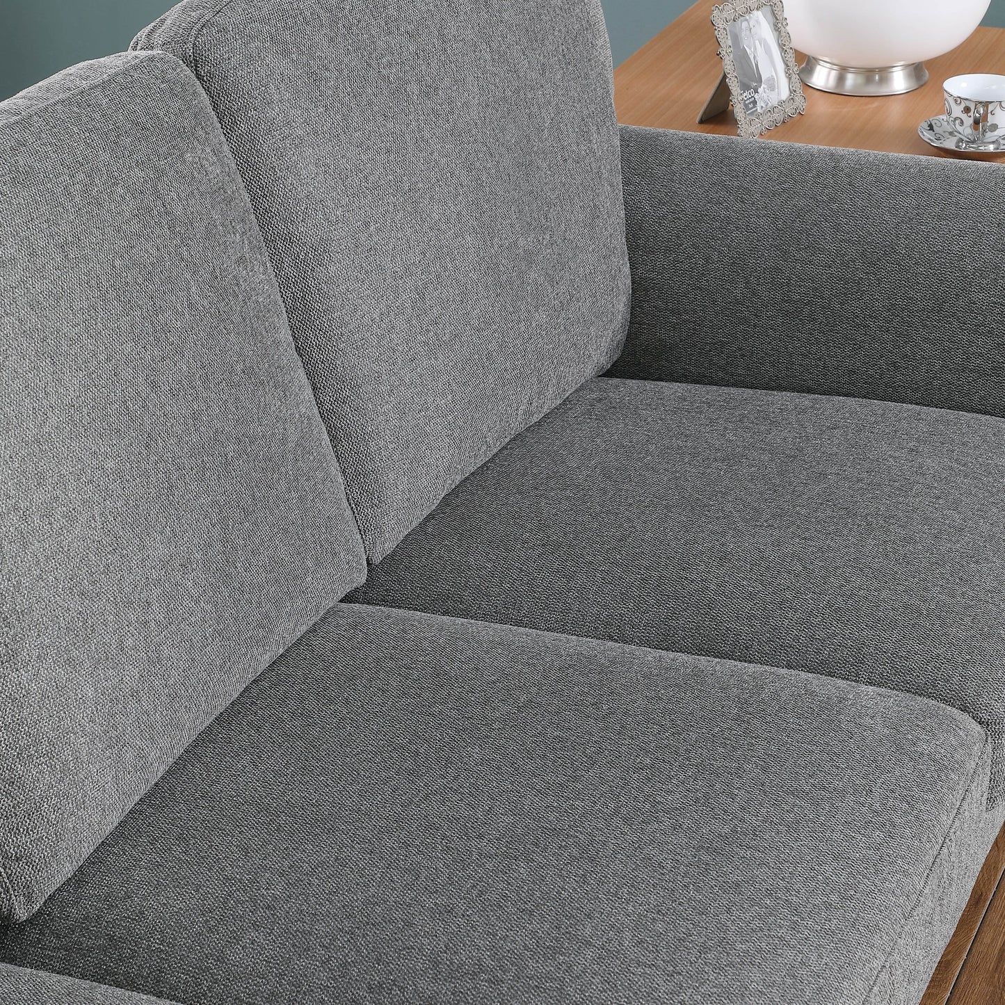 Dark Grey Soft Chenille 3-Seat Sofa with Solid Wood Frame - 34.40 x 84.60 x 33.85