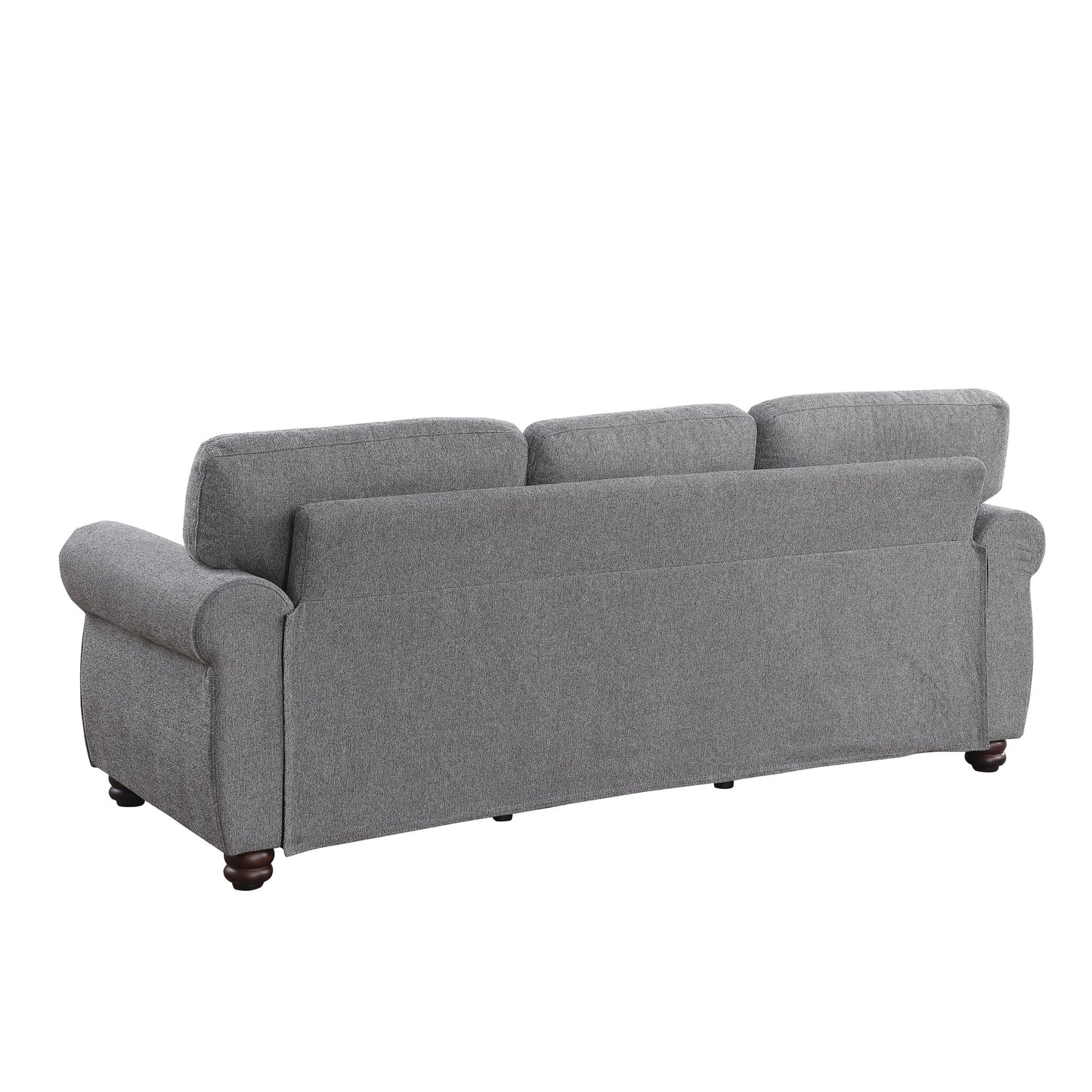 Dark Grey Soft Chenille 3-Seat Sofa with Solid Wood Frame - 34.40 x 84.60 x 33.85