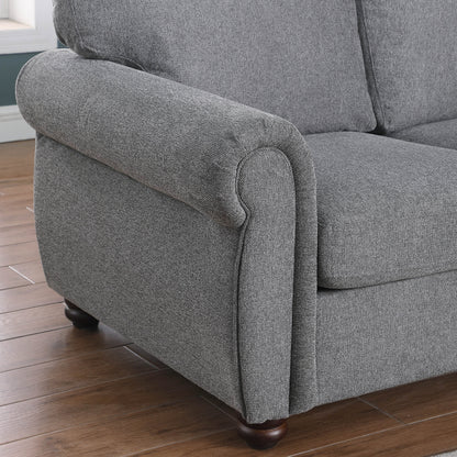 Dark Grey Soft Chenille 3-Seat Sofa with Solid Wood Frame - 34.40 x 84.60 x 33.85