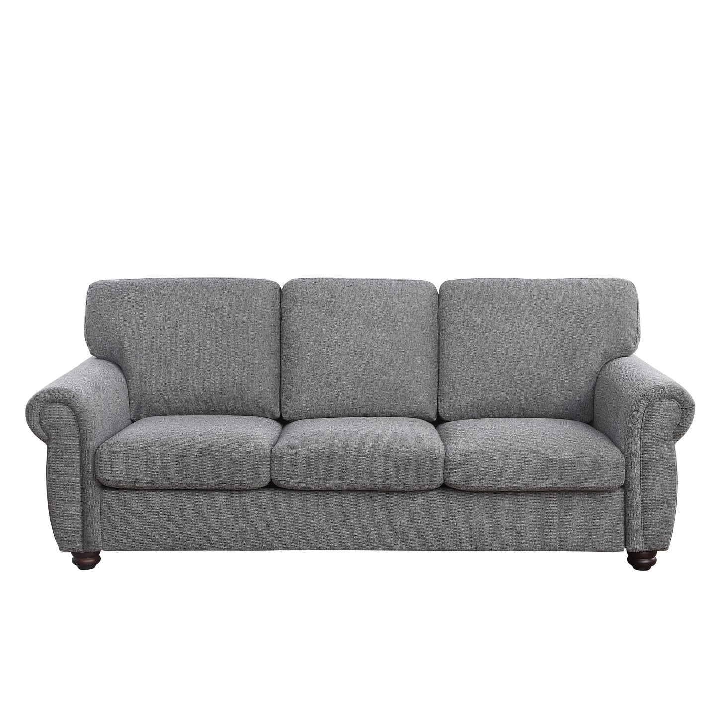 Dark Grey Soft Chenille 3-Seat Sofa with Solid Wood Frame - 34.40 x 84.60 x 33.85