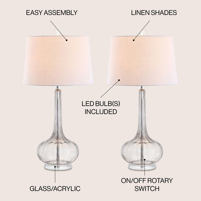 Diamante 28.5 Glass Teardrop LED Table Lamp, Pink (Set of 2) by JONATHAN Y