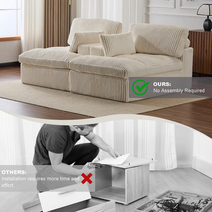 Double Chaise Lounge Chair Indoor Oversized Upholstered Sleeper Sofa Bed Sectional Chaise Corduroy Living Room Chair No Assembly