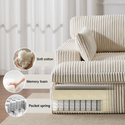 Double Chaise Lounge Chair Indoor Oversized Upholstered Sleeper Sofa Bed Sectional Chaise Corduroy Living Room Chair No Assembly