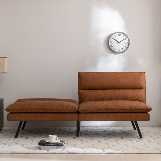 EGOHOME 71 Faux Leather Convertible Sofa with Split Back