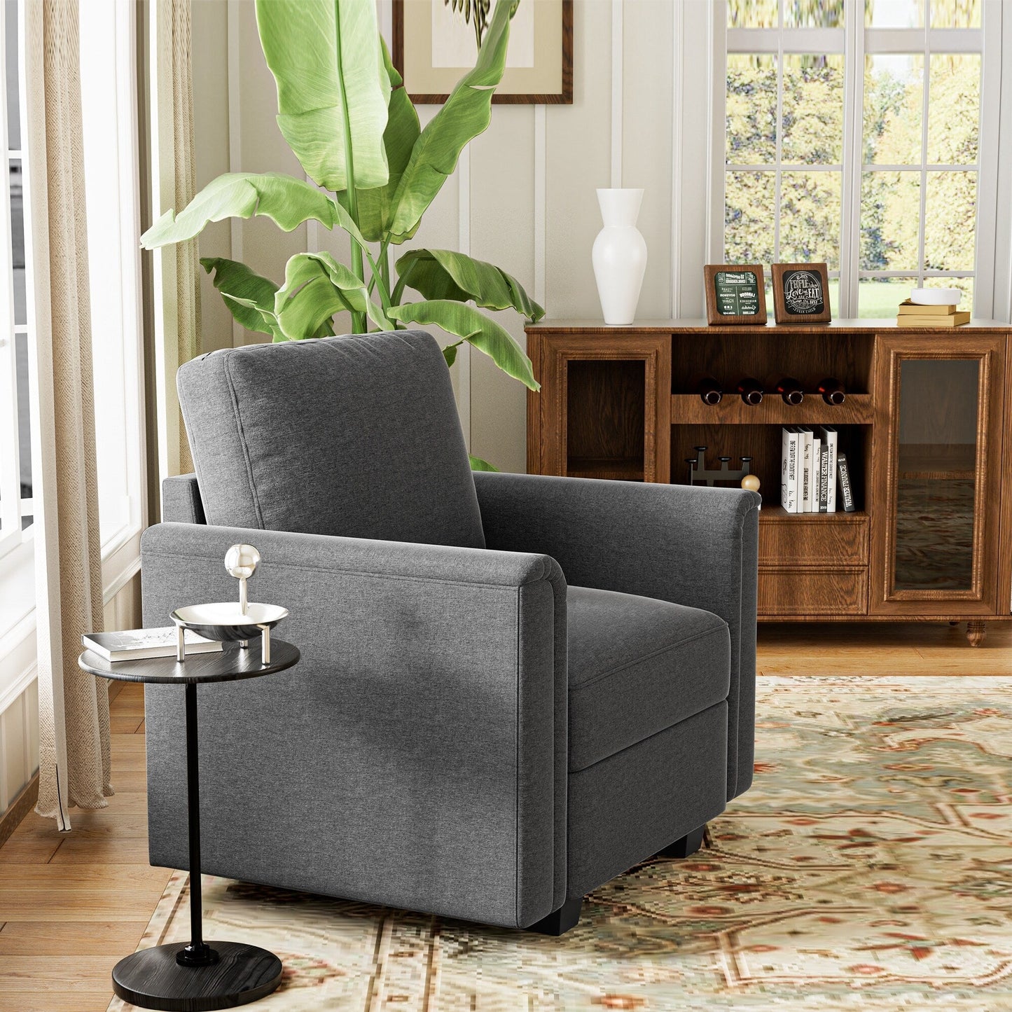 Elegant Curved Arm Accent Sofa Chair , Customizable Sectional Sofa Couch, Comfy Modular Sofa for Bedroom, Living Room, Office