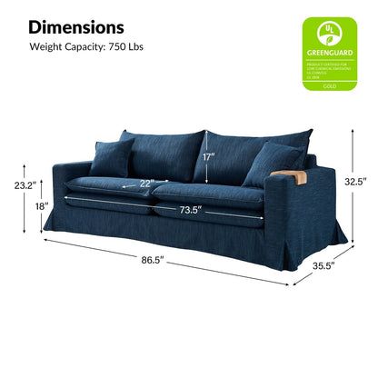Elias Modern Slipcovered Sofa with Cup Holder and Reversible Cushions by HULALA HOME