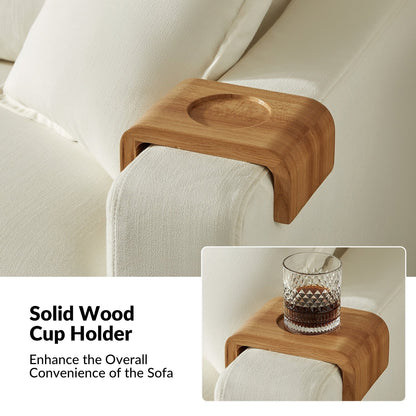 Elias Modern Slipcovered Sofa with Cup Holder and Reversible Cushions by HULALA HOME