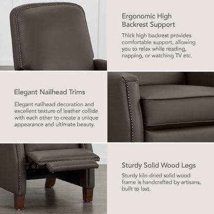 Elias Push Back Recliner for Adults Faux Leather Chair for Living Room