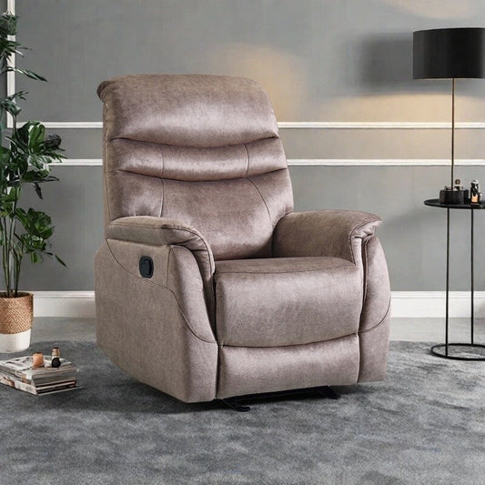 Ergonomic Manual Rocking Chair Modern Adjustable Recliner Chair High Back Single Sofa Cushioned Seat Armchair