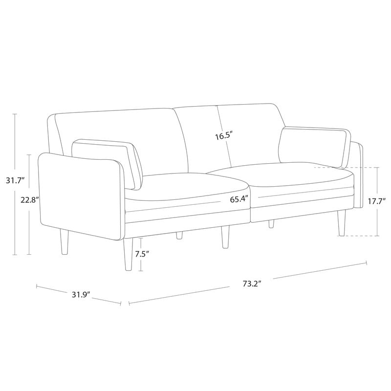 Erin Mid-Century Modern Sofa Couch Fabric