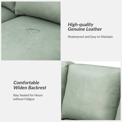 Ernando 83.46 Wide Genuine Leather Sofa with Squared Arms and Pillows