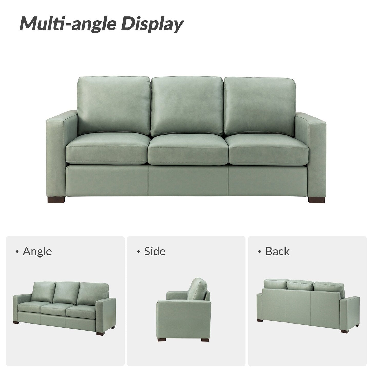 Ernando 83.46 Wide Genuine Leather Sofa with Squared Arms and Pillows