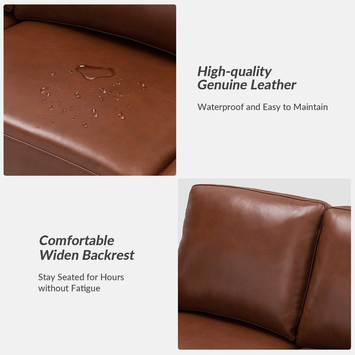 Ernando 83.46 Wide Genuine Leather Sofa with Squared Arms and Pillows