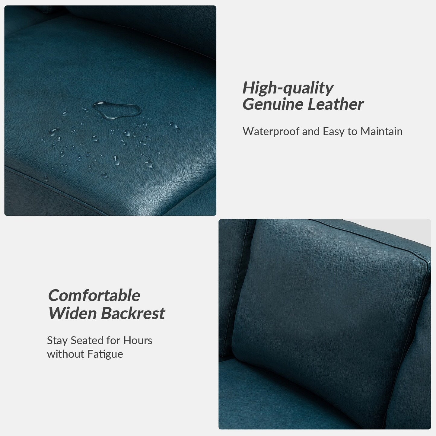 Ernando 83.46 Wide Genuine Leather Sofa with Squared Arms and Pillows