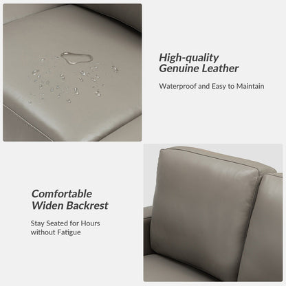 Ernando 83.46 Wide Genuine Leather Sofa with Squared Arms and Pillows