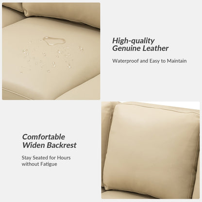 Ernando 83.46 Wide Genuine Leather Sofa with Squared Arms and Pillows