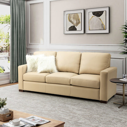 Ernando 83.46 Wide Genuine Leather Sofa with Squared Arms and Pillows