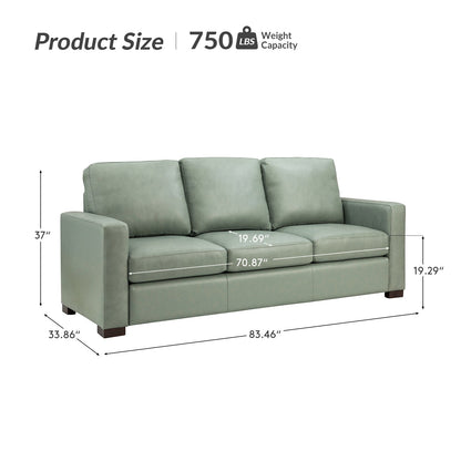 Ernando 83.46 Wide Genuine Leather Sofa with Squared Arms and Pillows