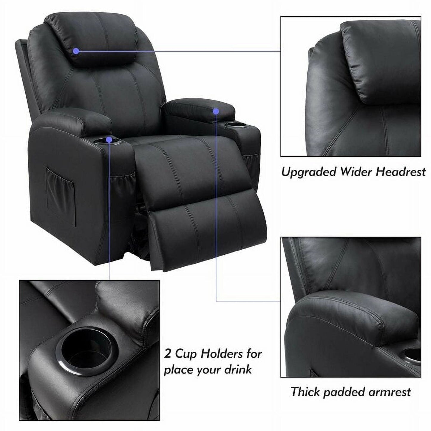 Furniwell Power Lift Recliner Chair for Elderly with Heat, Side Pocket, Living room