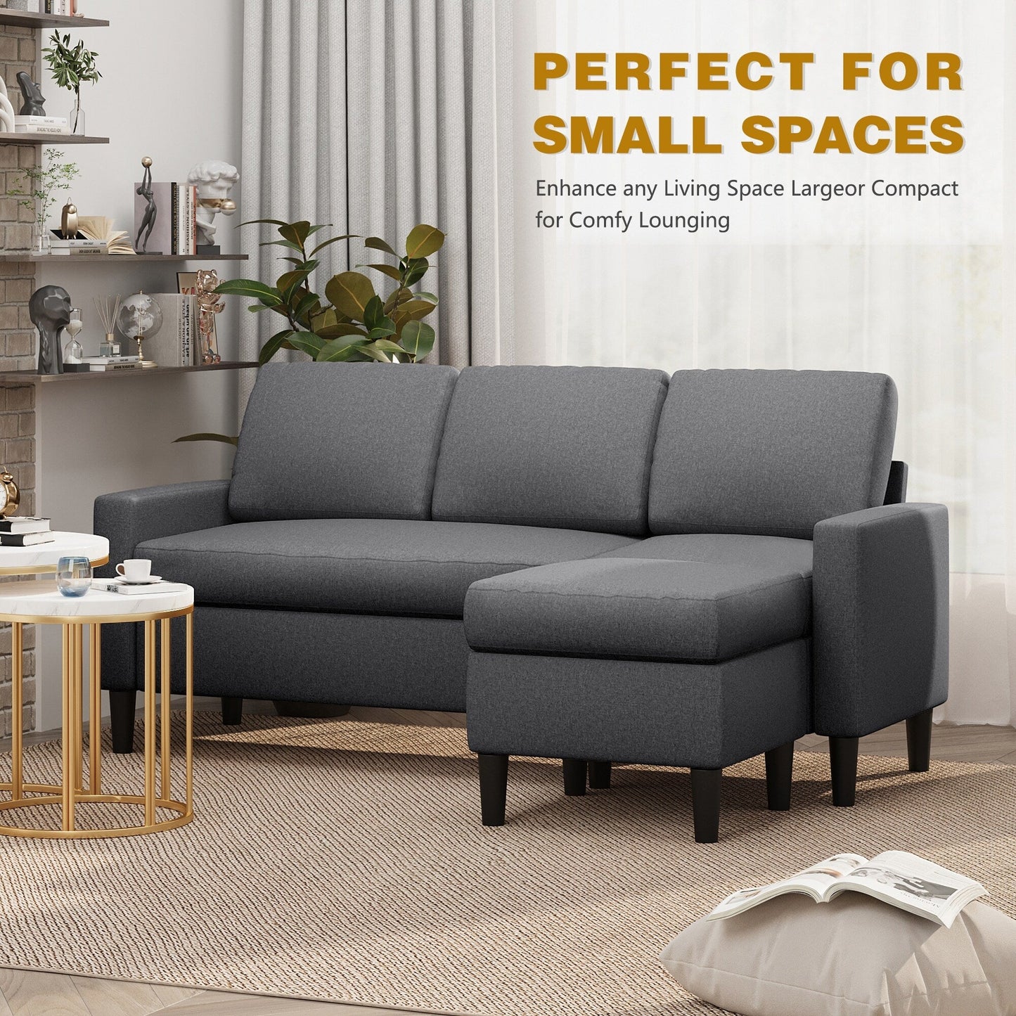 Futzca 74 Convertible Sectional Sofa Couch, Small L-Shaped Sofa