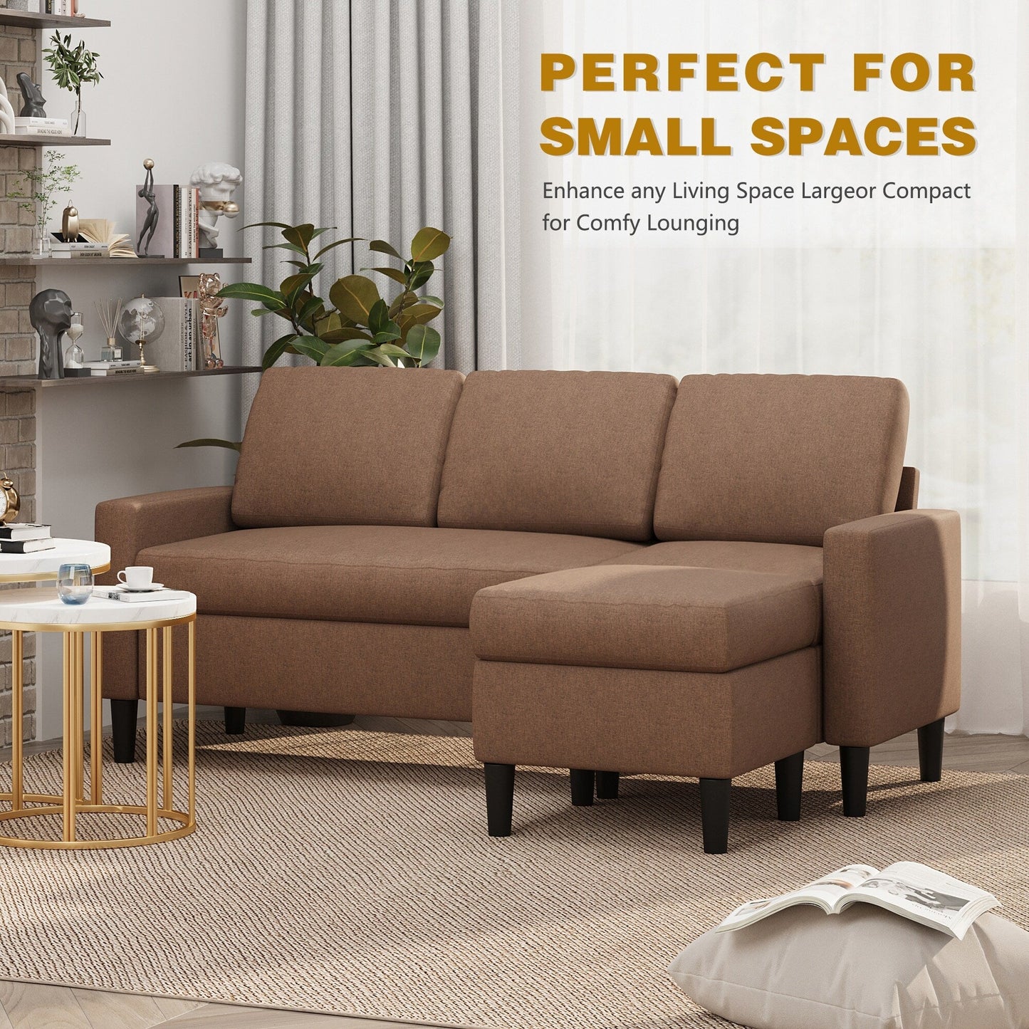 Futzca 74 Convertible Sectional Sofa Couch, Small L-Shaped Sofa