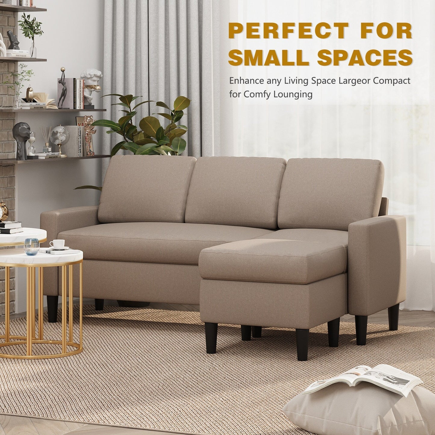 Futzca 74 Convertible Sectional Sofa Couch, Small L-Shaped Sofa