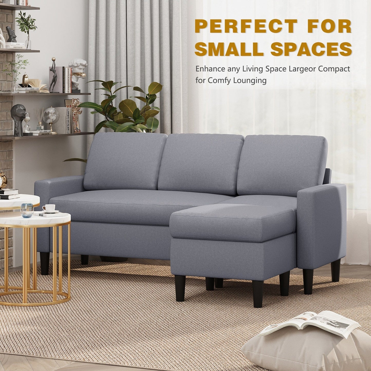 Futzca 74 Convertible Sectional Sofa Couch, Small L-Shaped Sofa