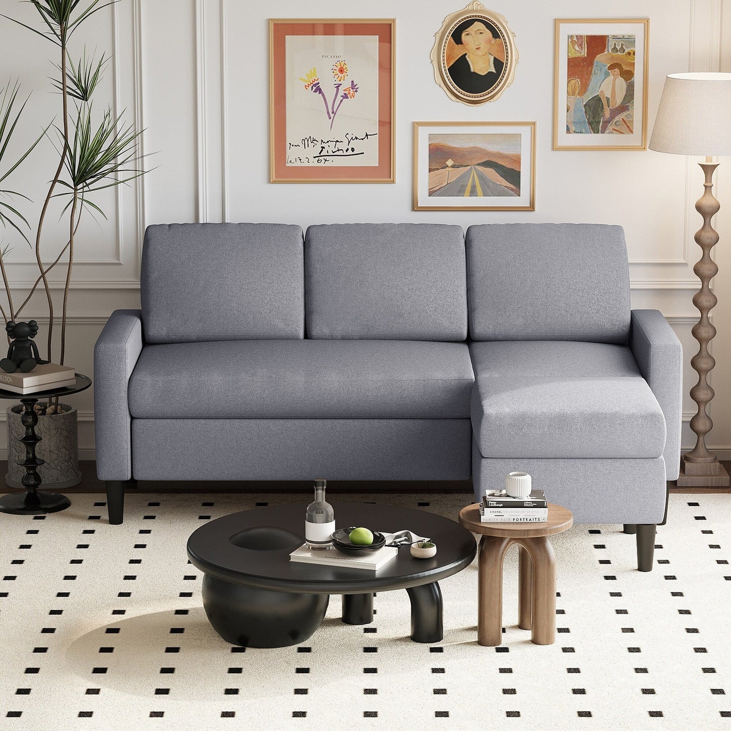 Futzca 74 Convertible Sectional Sofa Couch, Small L-Shaped Sofa