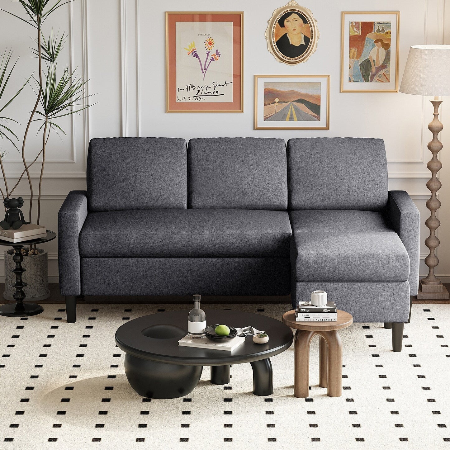 Futzca 74 Convertible Sectional Sofa Couch, Small L-Shaped Sofa