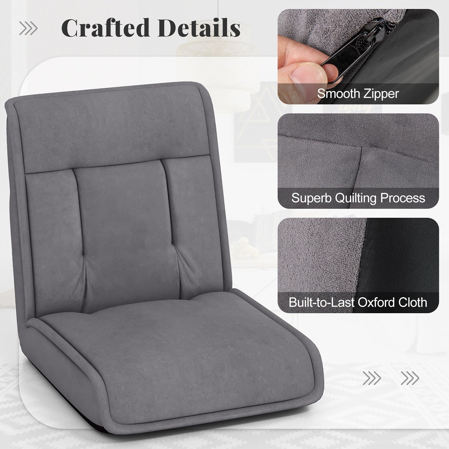 Gymax Folding Floor Chair Convertible Lazy Sofa Chair w/ Adjustable