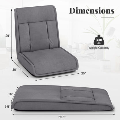 Gymax Folding Floor Chair Convertible Lazy Sofa Chair w/ Adjustable