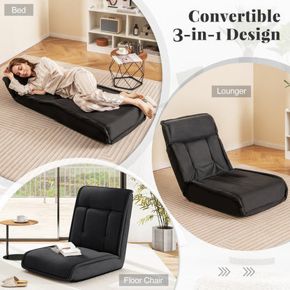 Gymax Folding Floor Chair Convertible Lazy Sofa Chair w/ Adjustable