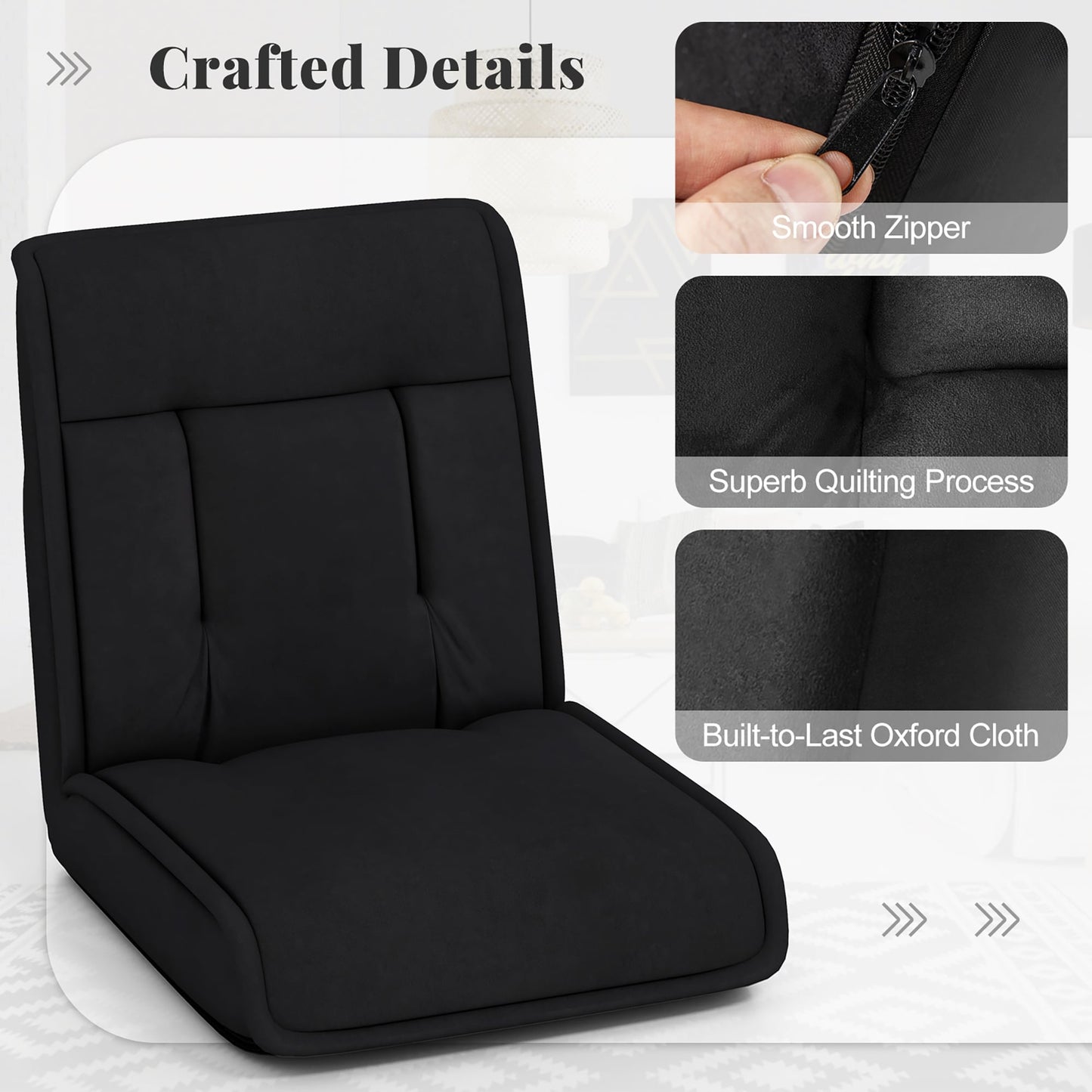 Gymax Folding Floor Chair Convertible Lazy Sofa Chair w/ Adjustable