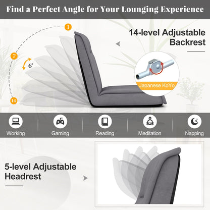Gymax Folding Floor Chair Convertible Lazy Sofa Chair w/ Adjustable