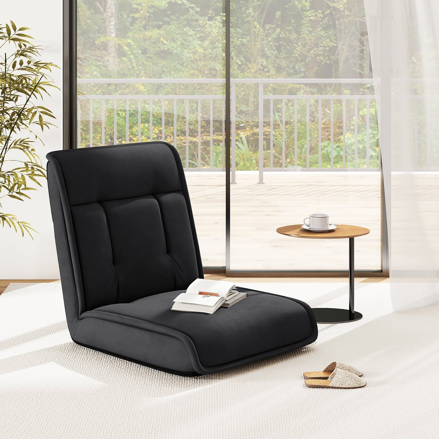 Gymax Folding Floor Chair Convertible Lazy Sofa Chair w/ Adjustable