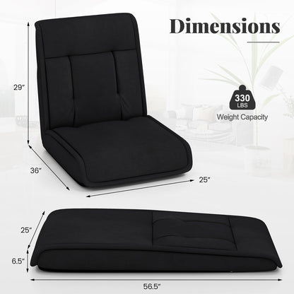 Gymax Folding Floor Chair Convertible Lazy Sofa Chair w/ Adjustable