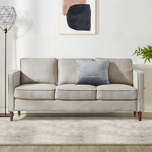 HANA Modern Linen Sofa w/ Arm Pockets by Crown Comfort