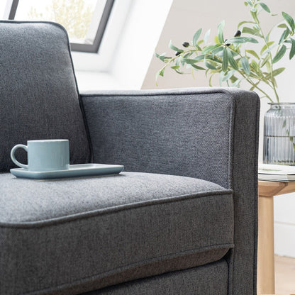 HANA Modern Linen Sofa w/ Arm Pockets by Crown Comfort