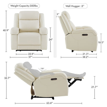 Hadlee Power Recliner Chairs with Power Headrest  Charging Ports