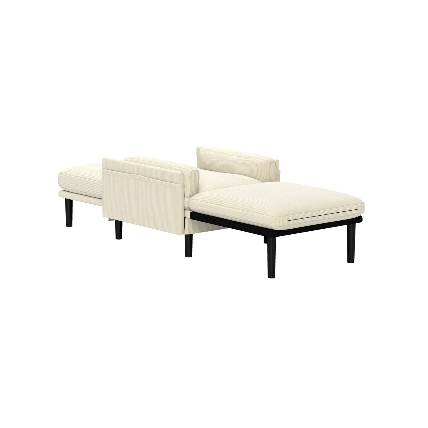 Ivory 30.32 Multi-Functional Adjustable Corduroy Single Sofa, Convertible Lounge Chair and Guest Bed