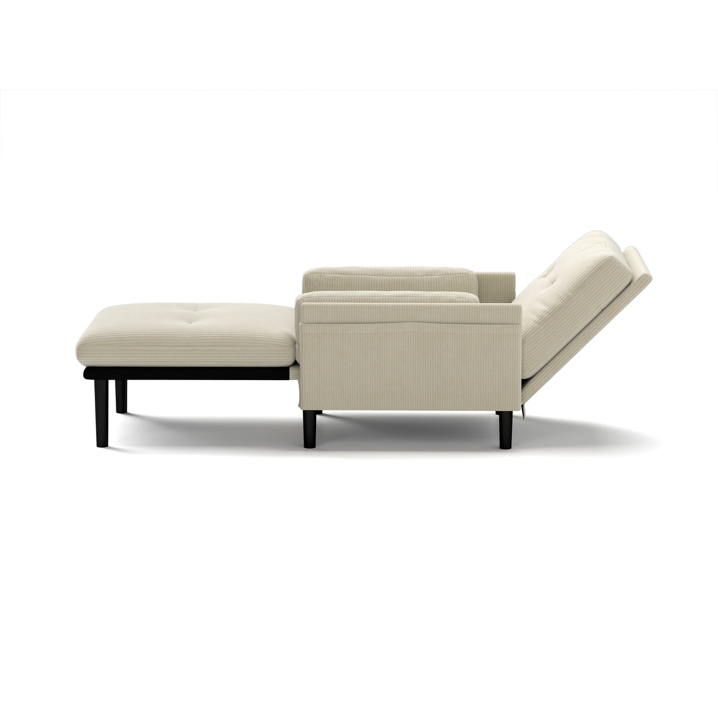 Ivory 30.32 Multi-Functional Adjustable Corduroy Single Sofa, Convertible Lounge Chair and Guest Bed