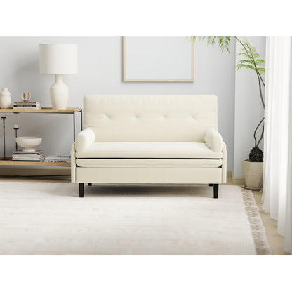 Ivory 55.11 Multi-Functional Adjustable Corduroy Loveseat Sofa, Convertible Lounge Chair and Guest Bed