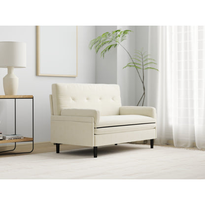 Ivory 55.11 Multi-Functional Adjustable Corduroy Loveseat Sofa, Convertible Lounge Chair and Guest Bed
