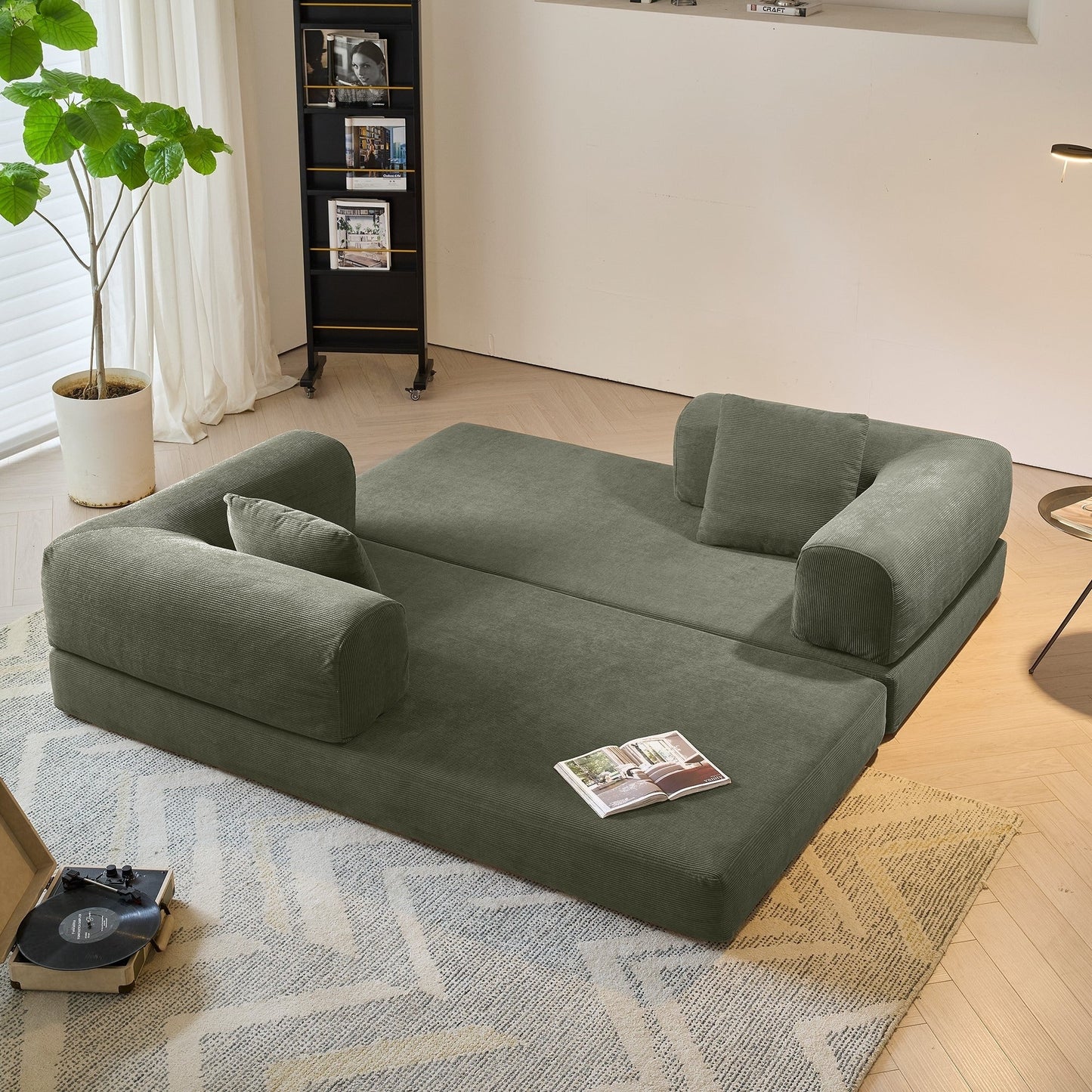 JASIWAY Modern Vintage Convertible Sleeper Sofa Bed