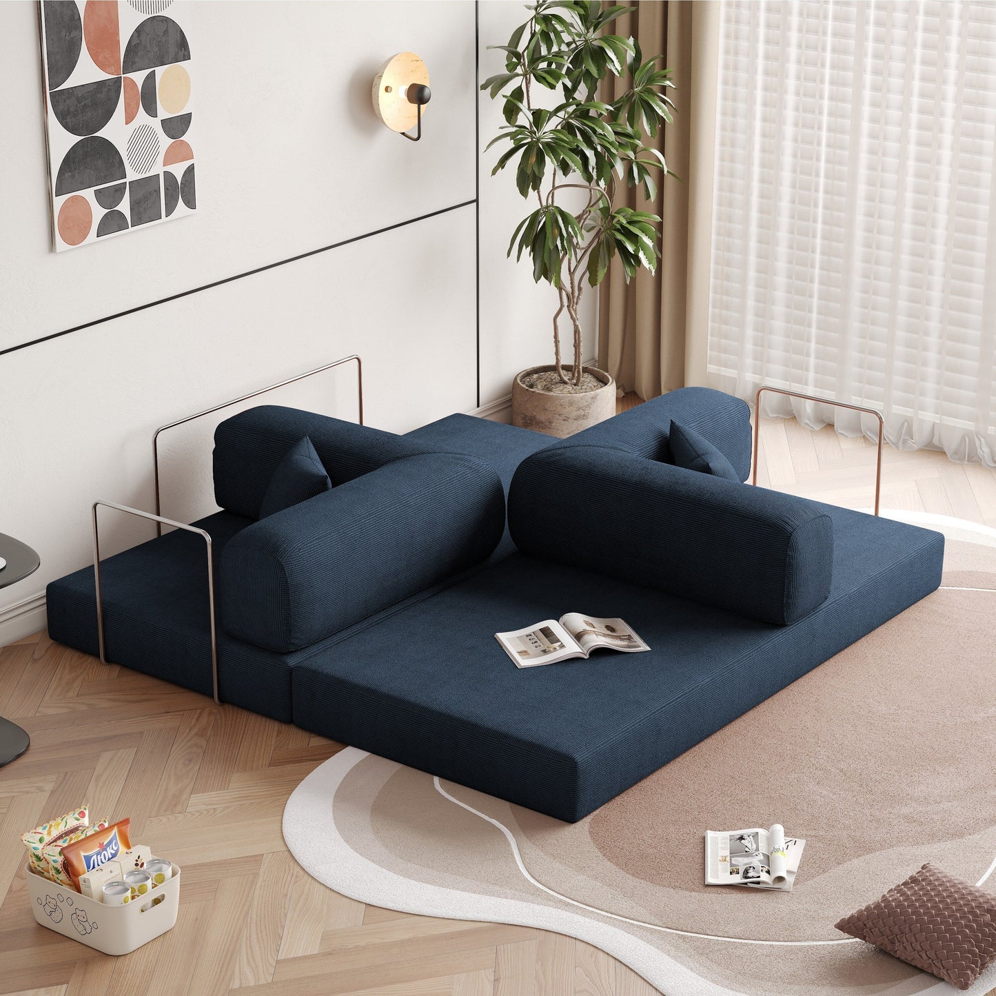 JASIWAY Modern Vintage Convertible Sleeper Sofa Bed