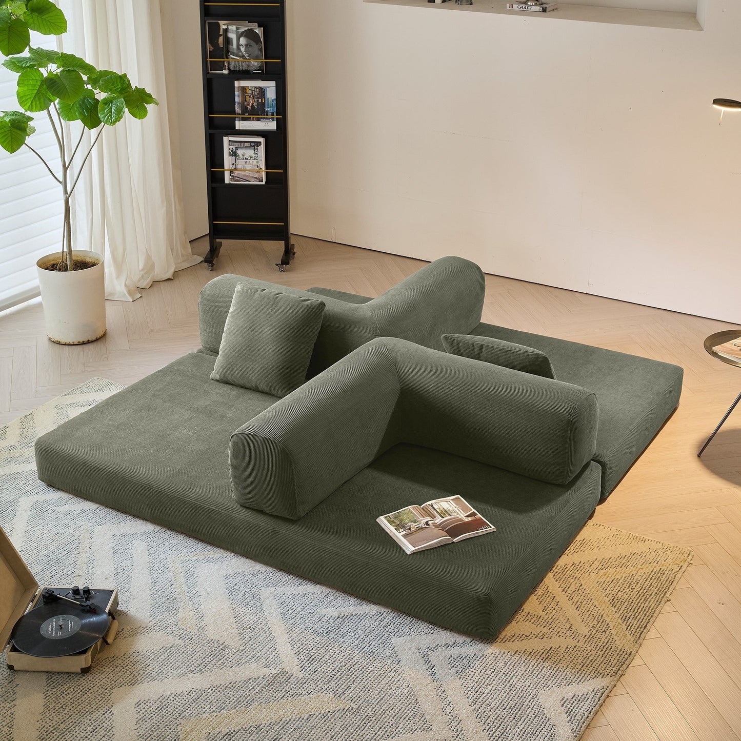 JASIWAY Modern Vintage Convertible Sleeper Sofa Bed